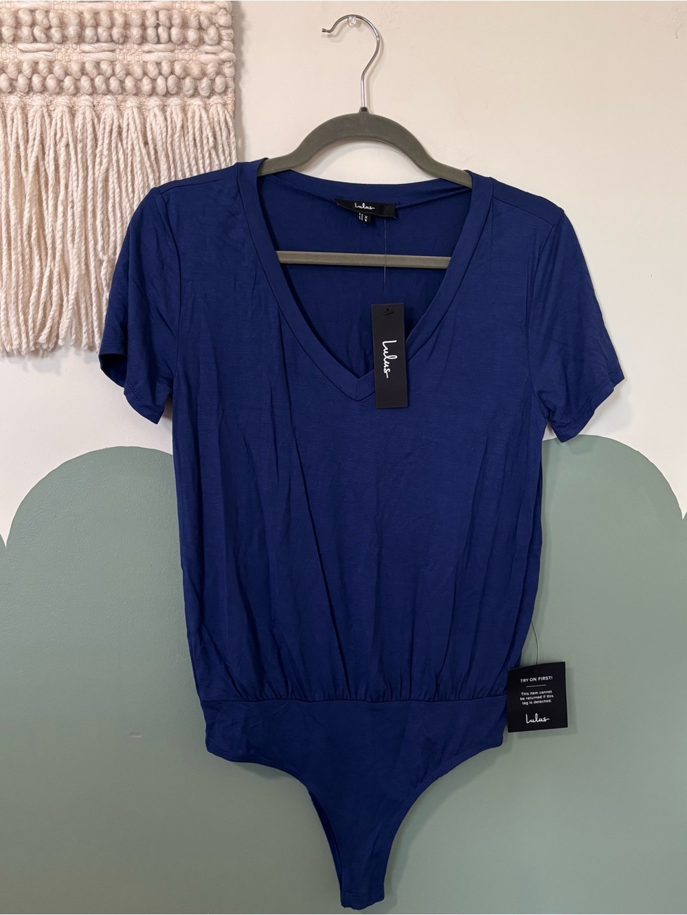 Lulu's Royal Blue V-Neck Short Sleeve Bodysuit